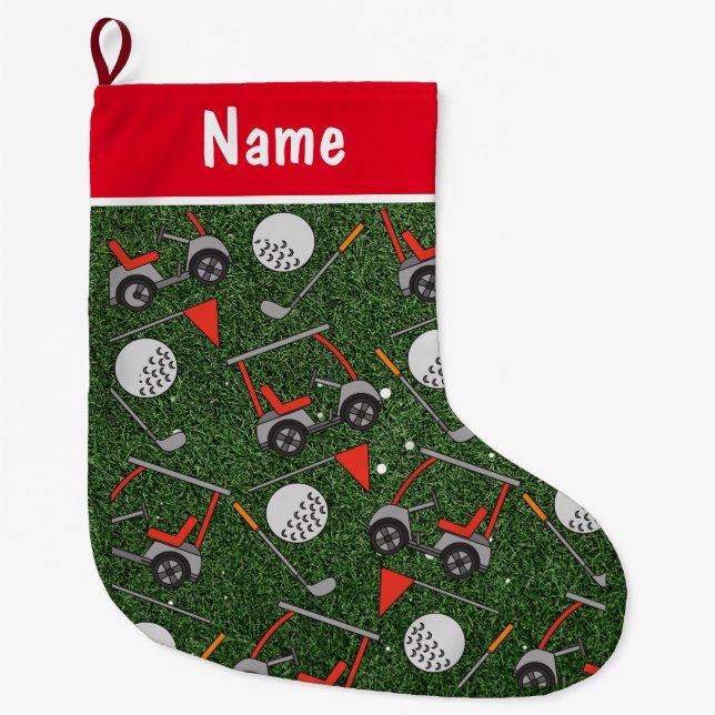 Personalisierte Golf Weihnachtsgeschenke Golf them Großer Weihnachtsstrumpf (Vorderseite)