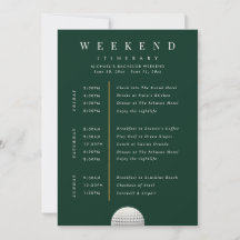 Personalisierte Golf-Wochenend-Itinerary-Karte