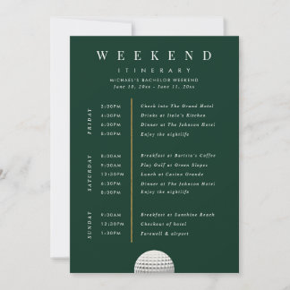 Personalisierte Golf-Wochenend-Itinerary-Karte Einladung