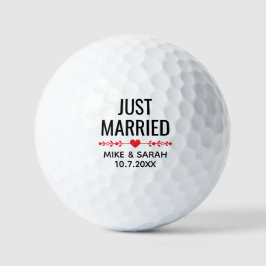 Personalisierte Golfbälle 'Gerade Verheiratet' als