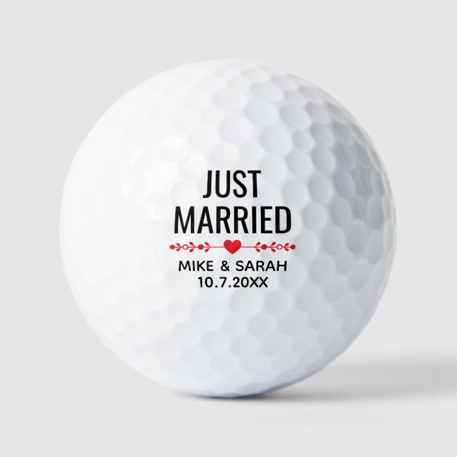 Personalisierte Golfbälle 'Gerade Verheiratet' als (Vorderseite)