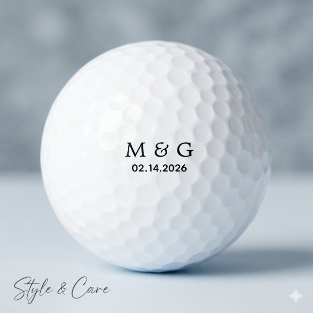 Personalisierte Golfbälle mit Monogramm und Datum (Custom Monogram and Date Personalized Golf Balls)