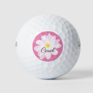 Personalisierte Golfbälle mit rosa Gänseblümchen