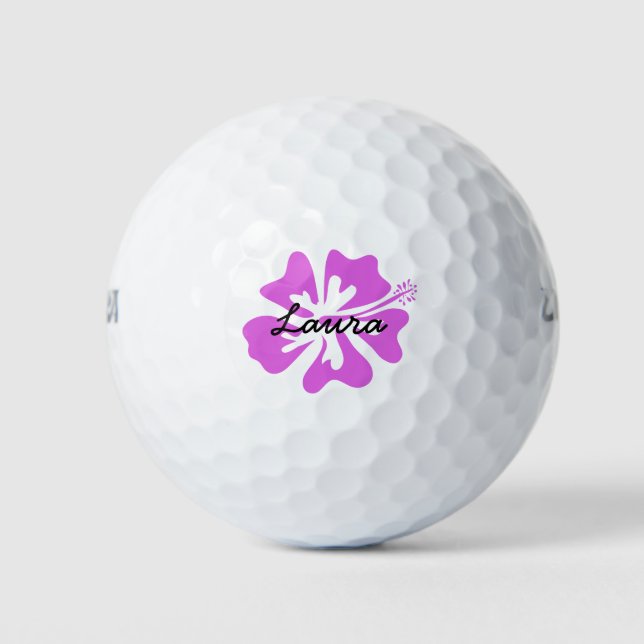 Personalisierte Golfbälle mit rosa hawaiianischer  (Vorderseite)