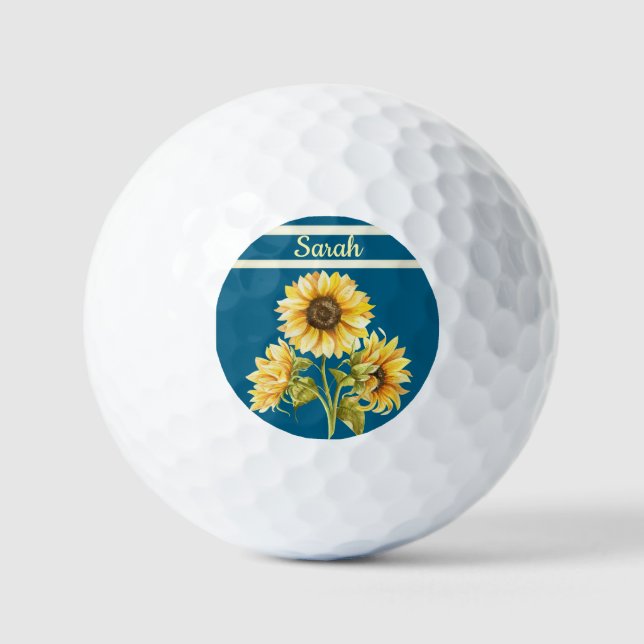 Personalisierte Golfbälle mit Sonnenblumen (Vorderseite)