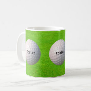 Personalisierte Golfballs auf Grüntönen Golfer Kaffeetasse
