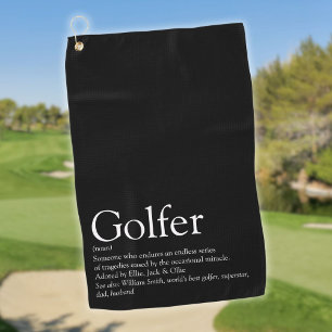 Personalisierte Golfer-Definition Schwarz und Weiß Golfhandtuch