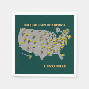Personalisierte Golfplätze Amerika Karte Napkins Serviette