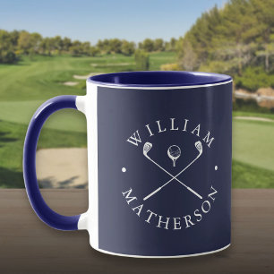 Personalisierte Golfschläger in Navyblau und Weiß Tasse