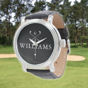Personalisierte Golfschläger mit Namen in Schwarz  Armbanduhr