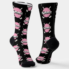 Personalisierte Golfschläger Pink/Black Monogramm Socken