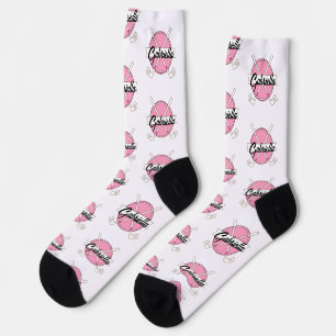 Personalisierte Golfschläger Pink/White Monogramm Socken