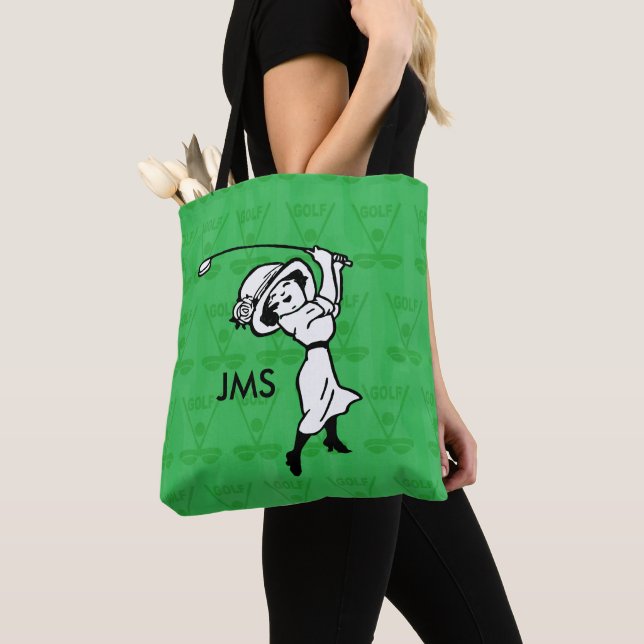 Personalisierte Golfspielerin Cartoon Tasche (Von Nahem)