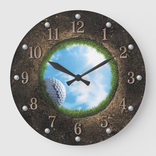 Personalisierte Golfuhr Große Wanduhr (Vorderseite)