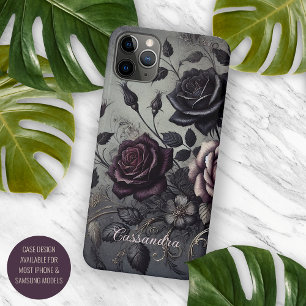 Personalisierte gotische dunkle Rose Floral Victor iPhone 16 Pro Max Hülle