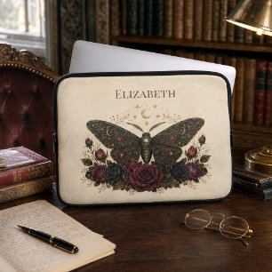 Personalisierte gotische Mottenrosen Vintage-Elfen Laptopschutzhülle