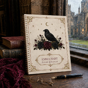 Personalisierte gotische Rabenrosen Dark Academia Notizbuch