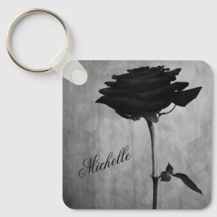 Personalisierte gotische Schwarze Rose Schlüsselanhänger