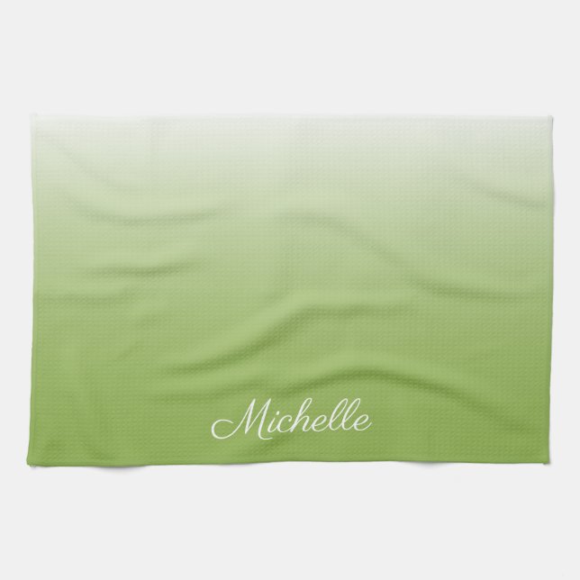 Personalisierte Gradientengrün Geschirrtuch (Horizontal)