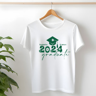 Personalisierte Graduate Class of 2024 Dark Green T-Shirt