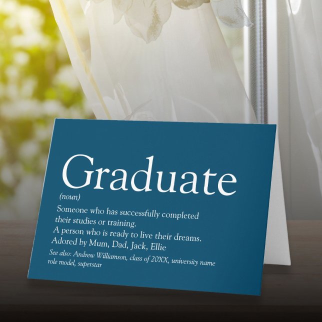 Personalisierte Graduate Definition Modernes Blau Karte (Personaized Graduate Definition Modern Blue Card)