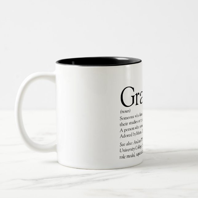 Personalisierte Graduiertendefinition Schwarz und  Zweifarbige Tasse (Links)