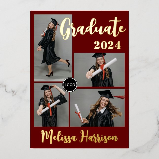 Personalisierte Graduiertenfotografie Folieneinladung (Vorderseite)