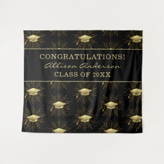 Personalisierte Graduierungskappe mit goldener Ste Wandteppich