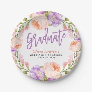 Personalisierte-Graduierungsparty für Wasserfarben Pappteller
