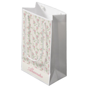 Personalisierte Grandmillennial-Rosa-Blumen Kleine Geschenktüte