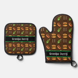 Personalisierte Grandpa Niedlich Barbecue Foods Ofenhandschuh & Topflappen-Set
