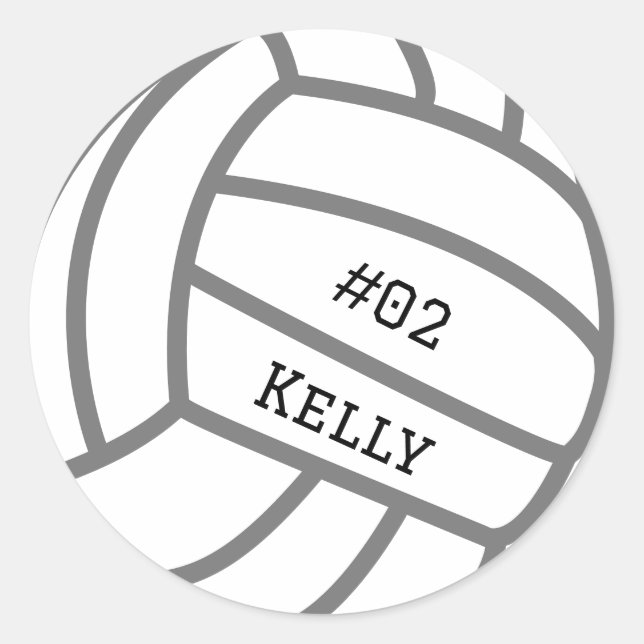 Personalisierte Grau-Volleyball-Sticker Runder Aufkleber (Vorderseite)