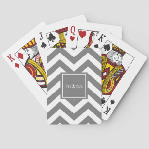 Personalisierte graue Chevron-Spielkarten mit Mono Spielkarten