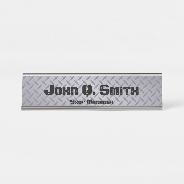 Personalisierte graue Diamantplatte im Industriest Schreibtischnamensplakette (Vorderseite )