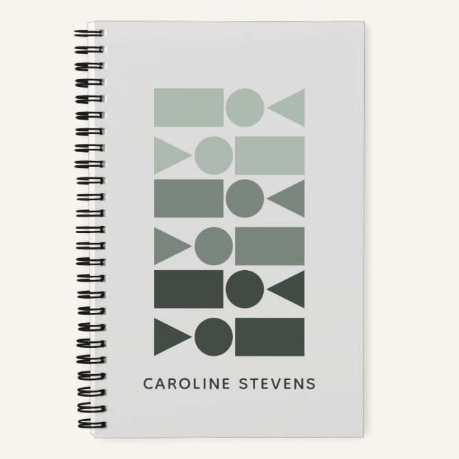 Personalisierte graue geometrische Formen Notizbuch (Vorderseite)