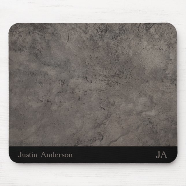 Personalisierte graue Ledermatte mit Initialen Mousepad (Vorne)