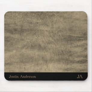 Personalisierte graue Ledermatte mit Initialen Mousepad