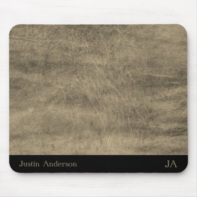 Personalisierte graue Ledermatte mit Initialen Mousepad (Vorne)