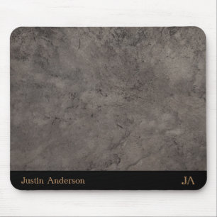 Personalisierte graue Ledermatte mit Initialen Mousepad