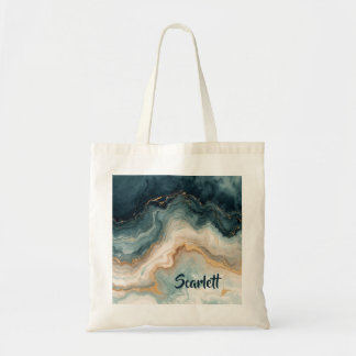 Personalisierte graue Marmor-Strudel-Name-Tasche Tragetasche