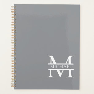 Personalisierte Graue Monogramm und Name Planer