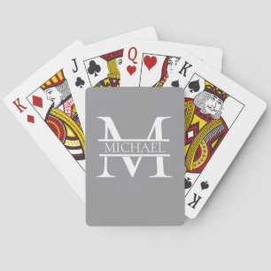 Personalisierte Graue Monogramm und Name Spielkarten