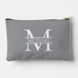 Personalisierte Graue Monogramm und Name Zubehörtasche