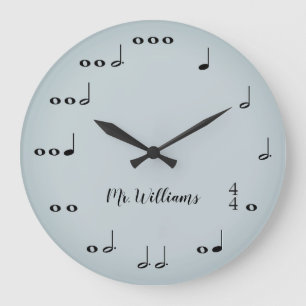 Personalisierte graue Musiknoten Uhr