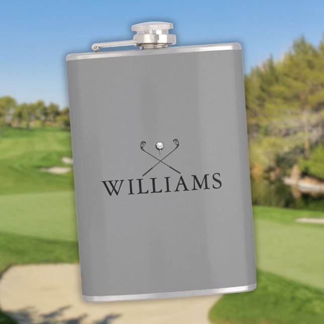 Personalisierte graue Namens-Golfschläger Flachmann (Personalized Gray Name Golf Clubs Flask)