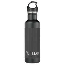 Personalisierte graue Pinstreifen Edelstahlflasche