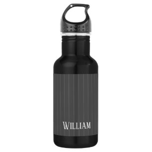 Personalisierte graue Pinstreifen Edelstahlflasche