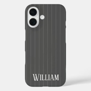 Personalisierte graue Pinstreifen iPhone 16 Hülle