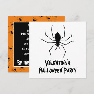 Personalisierte, graue Spinnen Halloween Einladung