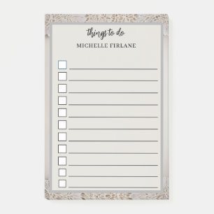 Personalisierte Graue und weiße Blütengestaltung Post-it Klebezettel